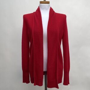 Tahari Pure Luxe Women's Open Front Cardigan Sweater Medium Red 100% Cashmere